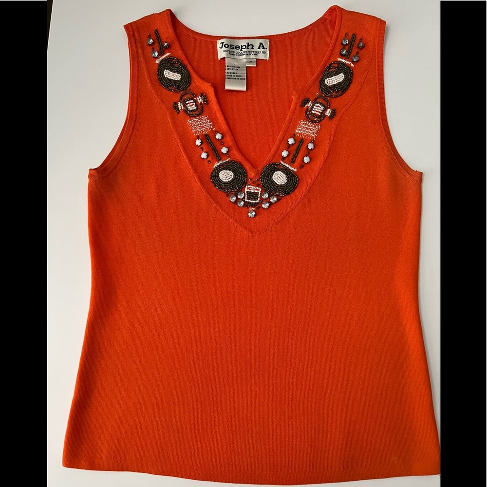 Joseph A. Beaded Orange knit tank